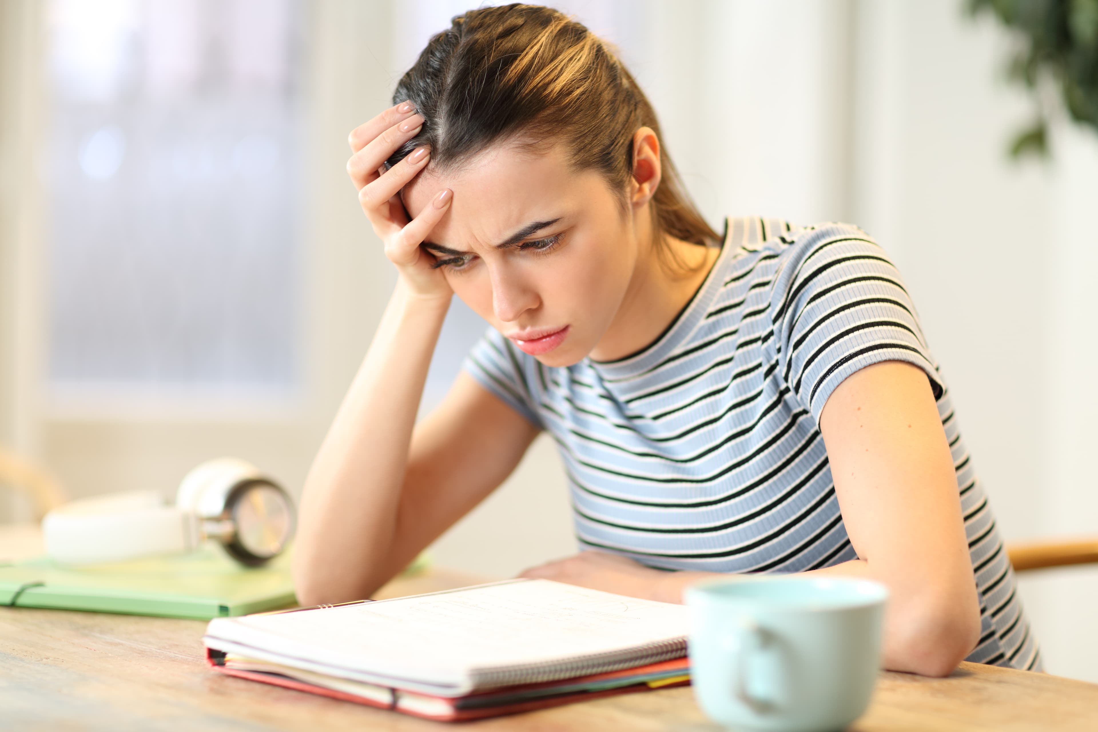 Student concentrating while studying