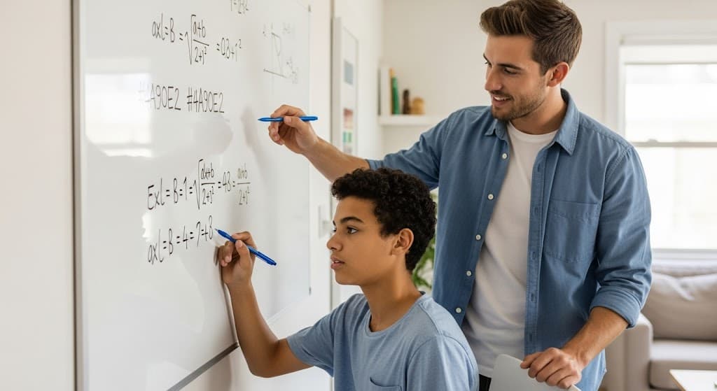 Algebra Nachhilfe - Tutor erklärt mathematische Konzepte am Whiteboard